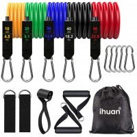 ihuan Resistance Bands Exercise Set with Door Anchor, Ankle Straps, Carry Bag and Guide for Training, Physical Therapy, Home Workout, Yoga, Pilates, Men & Women Accessories